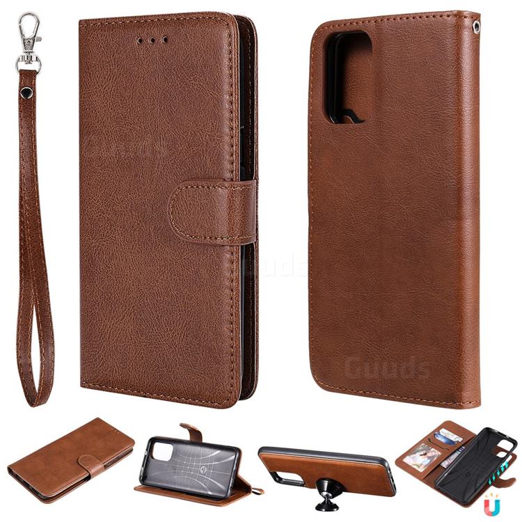 Retro Greek Detachable Magnetic PU Leather Wallet Phone Case for Xiaomi Redmi Note 10 4G / Redmi Note 10S - Brown