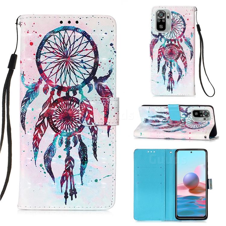 ColorDrops Wind Chimes 3D Painted Leather Wallet Case for Xiaomi Redmi Note 10 4G / Redmi Note 10S
