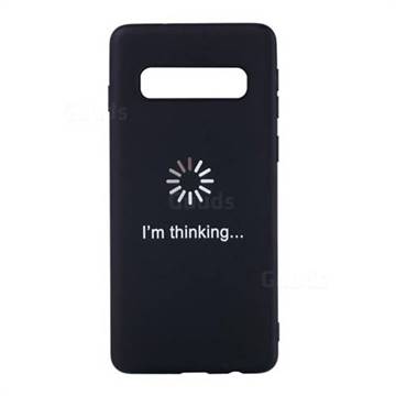 Thinking Stick Figure Matte Black TPU Phone Cover for Samsung Galaxy S10 (6.1 inch)