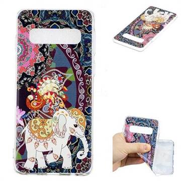 Totem Flower Elephant Super Clear Soft TPU Back Cover for Samsung Galaxy S10 (6.1 inch)