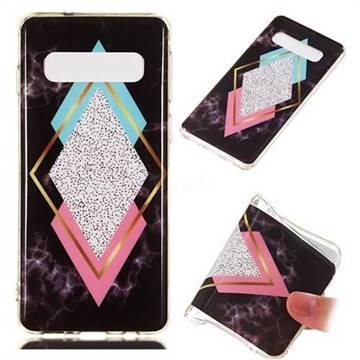 Black Diamond Soft TPU Marble Pattern Phone Case for Samsung Galaxy S10 (6.1 inch)