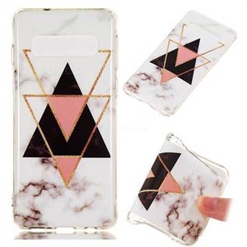 Inverted Triangle Black Soft TPU Marble Pattern Phone Case for Samsung Galaxy S10 (6.1 inch)