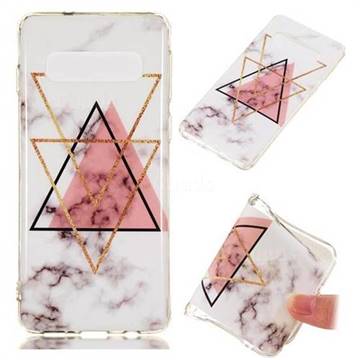 Inverted Triangle Powder Soft TPU Marble Pattern Phone Case for Samsung Galaxy S10 (6.1 inch)