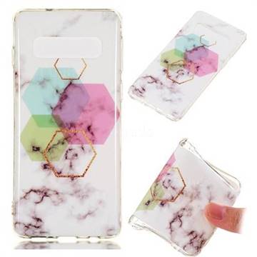 Hexagonal Soft TPU Marble Pattern Phone Case for Samsung Galaxy S10 (6.1 inch)