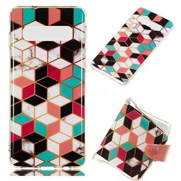 Three-dimensional Square Soft TPU Marble Pattern Phone Case for Samsung Galaxy S10 (6.1 inch)