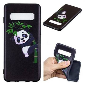 Bamboo Panda 3D Embossed Relief Black Soft Back Cover for Samsung Galaxy S10 (6.1 inch)