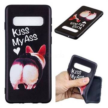 Lovely Pig Ass 3D Embossed Relief Black Soft Back Cover for Samsung Galaxy S10 (6.1 inch)