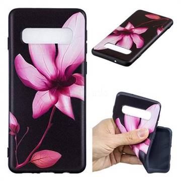 Lotus Flower 3D Embossed Relief Black Soft Back Cover for Samsung Galaxy S10 (6.1 inch)