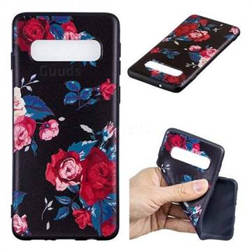 Safflower 3D Embossed Relief Black Soft Back Cover for Samsung Galaxy S10 (6.1 inch)