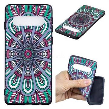 Mandala 3D Embossed Relief Black Soft Back Cover for Samsung Galaxy S10 (6.1 inch)