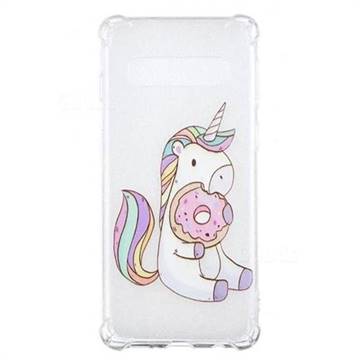 Donut Unicorn Anti-fall Clear Varnish Soft TPU Back Cover for Samsung Galaxy S10 (6.1 inch)