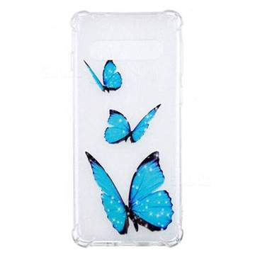 Blue butterfly Anti-fall Clear Varnish Soft TPU Back Cover for Samsung Galaxy S10 (6.1 inch)