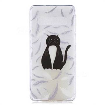 Feather Black Cat Super Clear Soft TPU Back Cover for Samsung Galaxy S10 (6.1 inch)