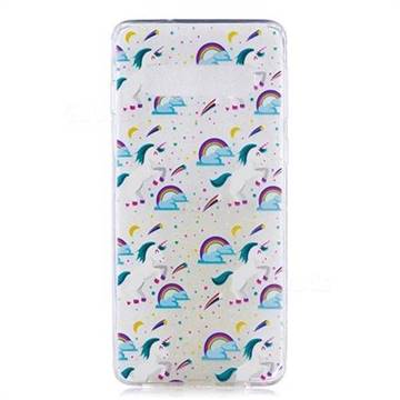 Rainbow Running Unicorn Super Clear Soft TPU Back Cover for Samsung Galaxy S10 (6.1 inch)