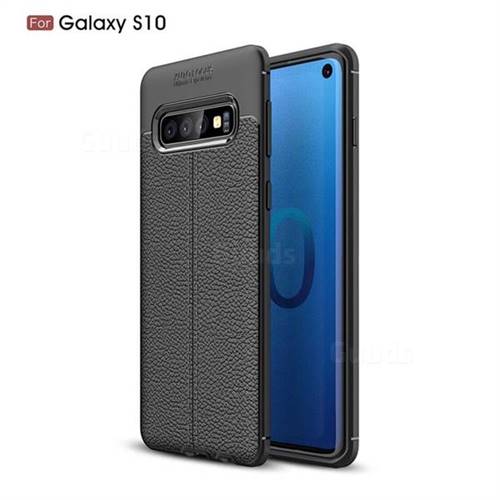 Luxury Auto Focus Litchi Texture Silicone TPU Back Cover for Samsung Galaxy S10 (6.1 inch) - Black