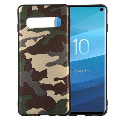Camouflage Soft TPU Back Cover for Samsung Galaxy S10 (6.1 inch) - Gold Green