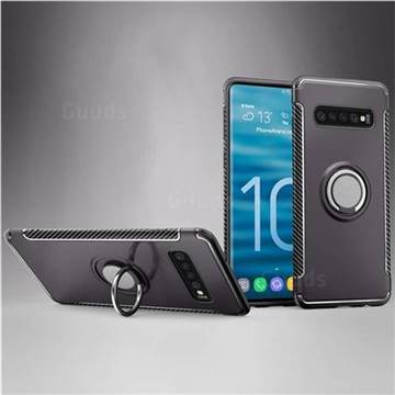 Armor Anti Drop Carbon PC + Silicon Invisible Ring Holder Phone Case for Samsung Galaxy S10 (6.1 inch) - Grey