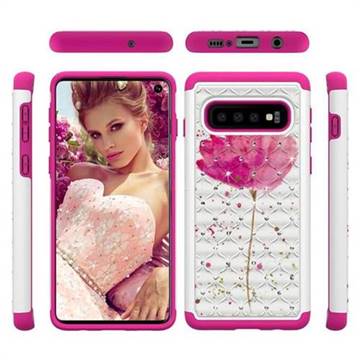 Watercolor Studded Rhinestone Bling Diamond Shock Absorbing Hybrid Defender Rugged Phone Case Cover for Samsung Galaxy S10 (6.1 inch)