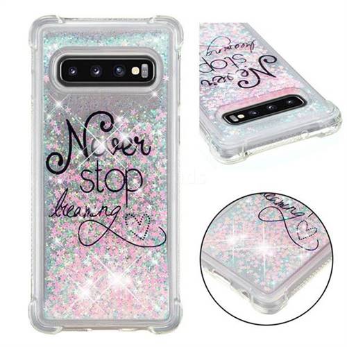 Never Stop Dreaming Dynamic Liquid Glitter Sand Quicksand Star TPU Case for Samsung Galaxy S10 (6.1 inch)