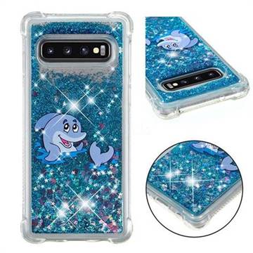 Happy Dolphin Dynamic Liquid Glitter Sand Quicksand Star TPU Case for Samsung Galaxy S10 (6.1 inch)