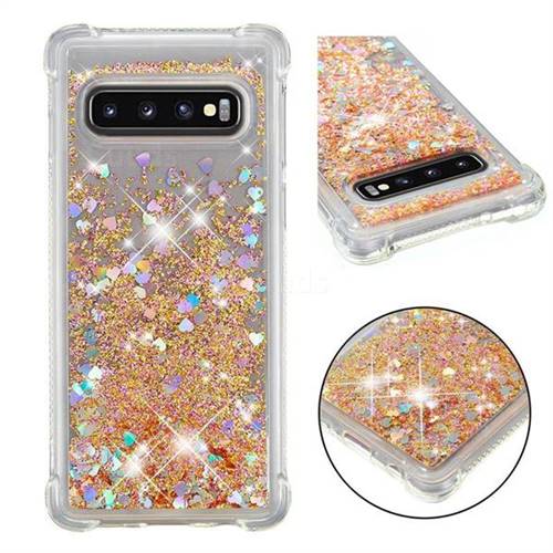 Dynamic Liquid Glitter Sand Quicksand Star TPU Case for Samsung Galaxy S10 (6.1 inch) - Diamond Gold