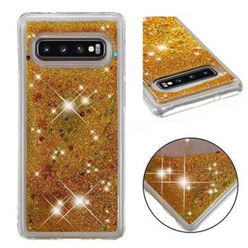 Dynamic Liquid Glitter Quicksand Sequins TPU Phone Case for Samsung Galaxy S10 (6.1 inch) - Golden