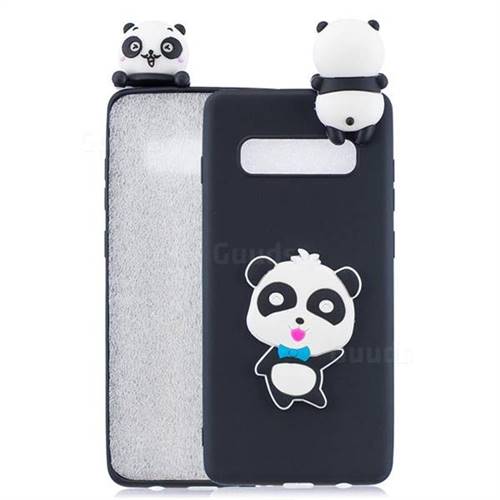 Blue Bow Panda Soft 3D Climbing Doll Soft Case for Samsung Galaxy S10 (6.1 inch)