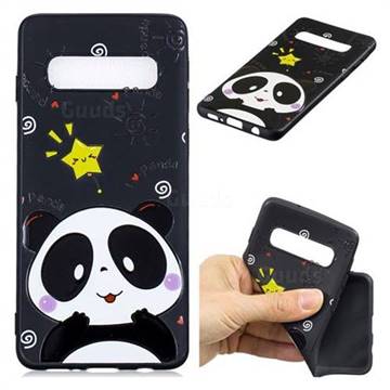 Cute Bear 3D Embossed Relief Black TPU Cell Phone Back Cover for Samsung Galaxy S10 (6.1 inch)