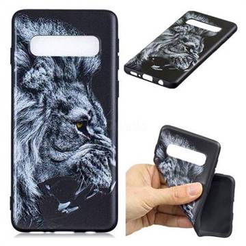 Lion 3D Embossed Relief Black TPU Cell Phone Back Cover for Samsung Galaxy S10 (6.1 inch)