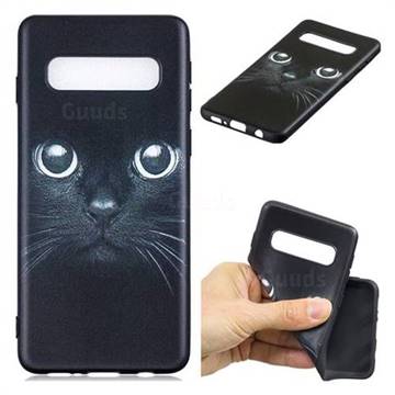 Bearded Feline 3D Embossed Relief Black TPU Cell Phone Back Cover for Samsung Galaxy S10 (6.1 inch)