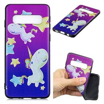 Pony 3D Embossed Relief Black TPU Cell Phone Back Cover for Samsung Galaxy S10 (6.1 inch)