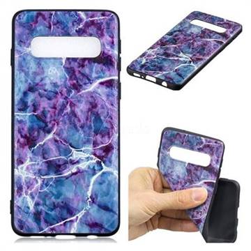 Marble 3D Embossed Relief Black TPU Cell Phone Back Cover for Samsung Galaxy S10 (6.1 inch)
