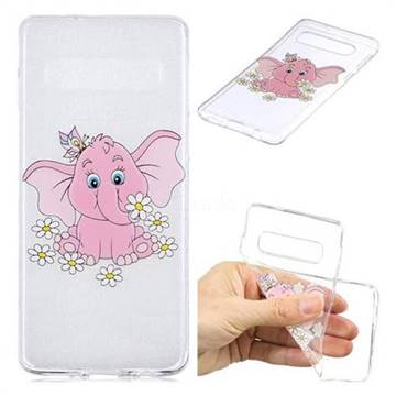 Tiny Pink Elephant Clear Varnish Soft Phone Back Cover for Samsung Galaxy S10 (6.1 inch)