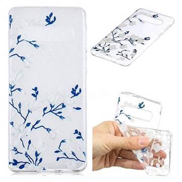 Magnolia Flower Clear Varnish Soft Phone Back Cover for Samsung Galaxy S10 (6.1 inch)