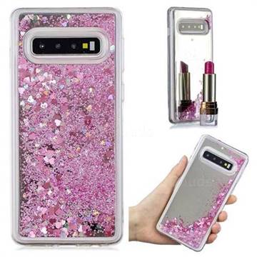 Glitter Sand Mirror Quicksand Dynamic Liquid Star TPU Case for Samsung Galaxy S10 (6.1 inch) - Cherry Pink