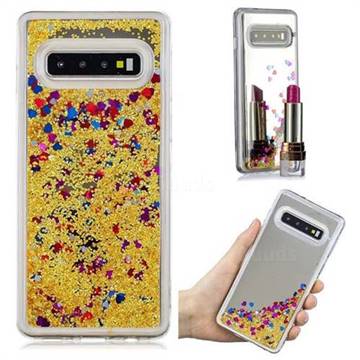 Glitter Sand Mirror Quicksand Dynamic Liquid Star TPU Case for Samsung Galaxy S10 (6.1 inch) - Yellow