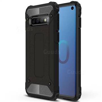 King Kong Armor Premium Shockproof Dual Layer Rugged Hard Cover for Samsung Galaxy S10 (6.1 inch) - Black Gold