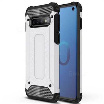 King Kong Armor Premium Shockproof Dual Layer Rugged Hard Cover for Samsung Galaxy S10 (6.1 inch) - White