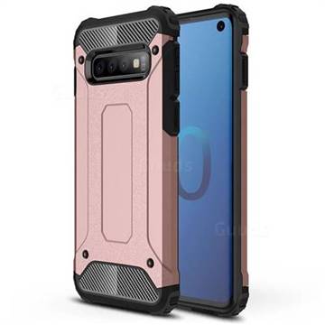 King Kong Armor Premium Shockproof Dual Layer Rugged Hard Cover for Samsung Galaxy S10 (6.1 inch) - Rose Gold