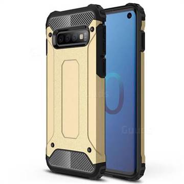 King Kong Armor Premium Shockproof Dual Layer Rugged Hard Cover for Samsung Galaxy S10 (6.1 inch) - Champagne Gold
