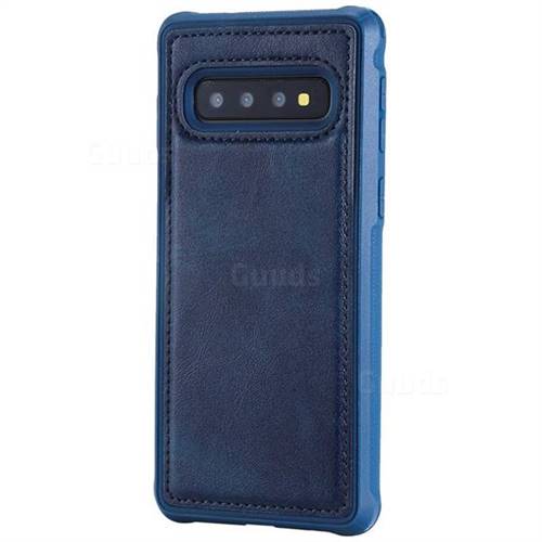 Luxury Shatter-resistant Leather Coated Phone Back Cover for Samsung Galaxy S10 (6.1 inch) - Blue