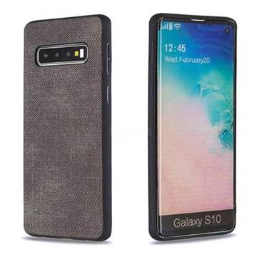Canvas Cloth Coated Soft Phone Cover for Samsung Galaxy S10 (6.1 inch) - Dark Gray
