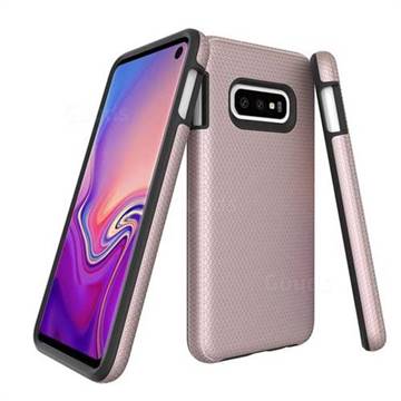 Triangle Texture Shockproof Hybrid Rugged Armor Defender Phone Case for Samsung Galaxy S10 (6.1 inch) - Rose Gold