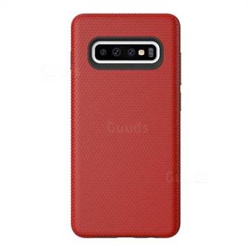Triangle Texture Shockproof Hybrid Rugged Armor Defender Phone Case for Samsung Galaxy S10 (6.1 inch) - Red