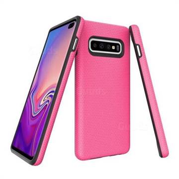 Triangle Texture Shockproof Hybrid Rugged Armor Defender Phone Case for Samsung Galaxy S10 (6.1 inch) - Rose