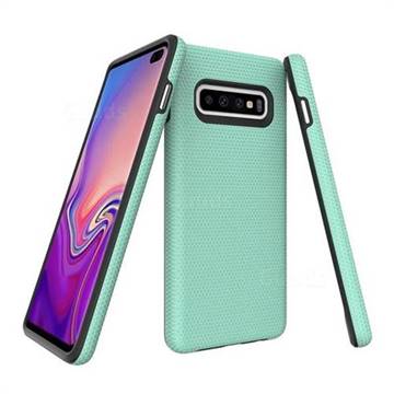 Triangle Texture Shockproof Hybrid Rugged Armor Defender Phone Case for Samsung Galaxy S10 (6.1 inch) - Mint Green
