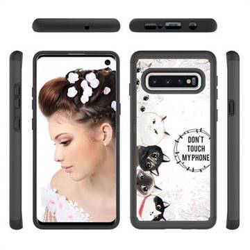 Cute Kittens Shock Absorbing Hybrid Defender Rugged Phone Case Cover for Samsung Galaxy S10 (6.1 inch)