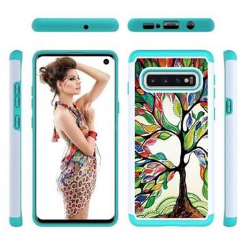 Multicolored Tree Shock Absorbing Hybrid Defender Rugged Phone Case Cover for Samsung Galaxy S10 (6.1 inch)