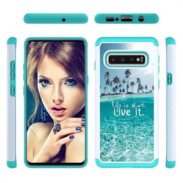Sea and Tree Shock Absorbing Hybrid Defender Rugged Phone Case Cover for Samsung Galaxy S10 (6.1 inch)