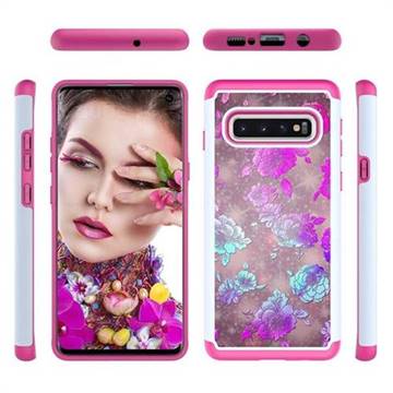 peony Flower Shock Absorbing Hybrid Defender Rugged Phone Case Cover for Samsung Galaxy S10 (6.1 inch)